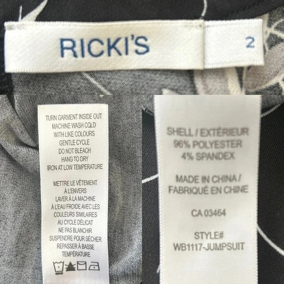 Ricki’s Jumpsuit Floral Printed Black Purple Cream Size  2 NWOT - Picture 16 of 16